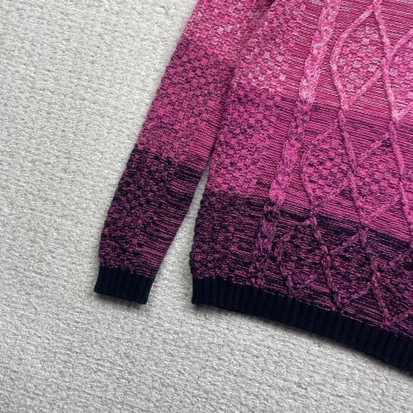 VTG Cotton Country Multicolor Sweater Women S Heavy 3D Cable Knit Canada made - Picture 2 of 16